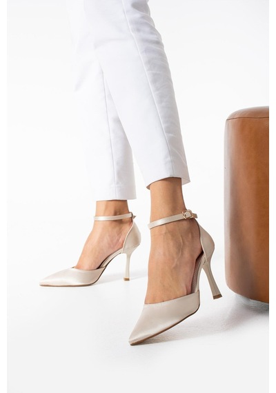 Paris Shoes Kadın Bej Sivri Burunlu Stiletto Bej