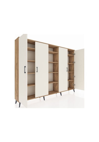 Arges Dolap 12 Raflı 4 Kapaklı 220x30x163 Çam-aytaşı/çam Aytası/atlas Çam - Atlas Çam