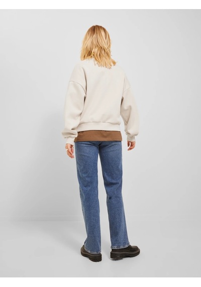 Jjxx Bisiklet Yaka Rahat Kesim Bej Kadın Sweatshirt 12250175 001