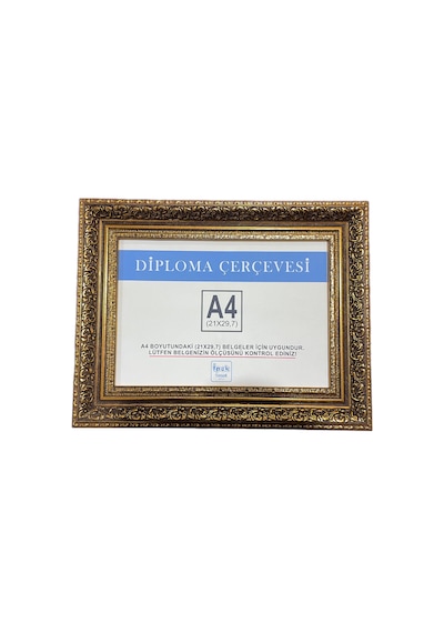 Diploma Çerçevesi A4 Boyut Gold Varaklı - Hakiki Camlı Ürün