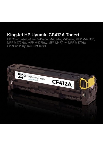 Kingjet Hp Uyumlu Cf412a Sarı Standart Kapasiteli Tekli Çipli Uyumlu  Toner