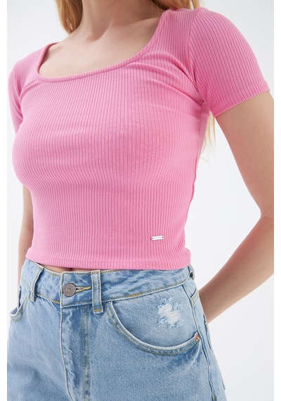 Fitted Kadın Tshirt K.kol Pembe