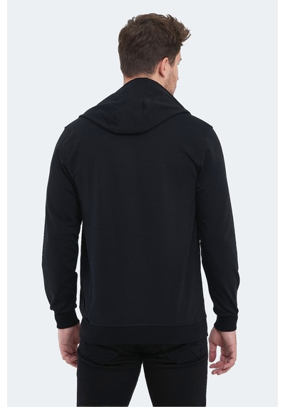 Slazenger Obra In Erkek Kapüşonlu Cepli Siyah Sweatshirt Siyah