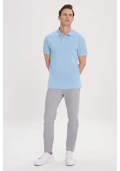 Ac&Co / Altınyıldız Classics Erkek Slim Fit Dar Kesim Polo Yaka Pamuk Kısa Kollu Tişört Açık Mavi