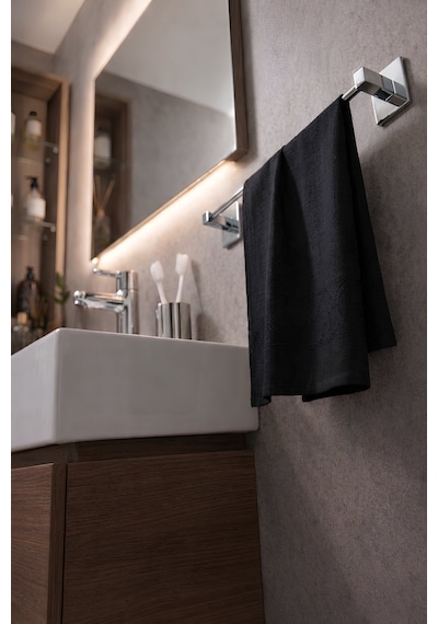 Sas Haus Yapışkanlı Krom Uzun Havluluk Duvar Tipi Delme Gerektirmez Banyo Havlu Askılığı S-101 Ktk Siyah