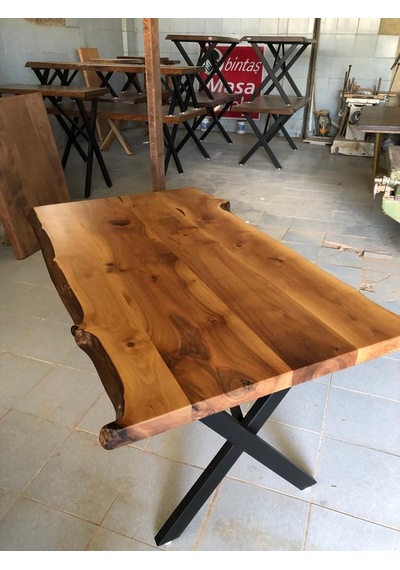Bintaşmobilya Doğal Ceviz Ağacı Kütük Yemek Masası 85X150.Cm