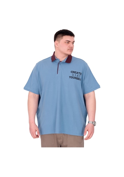 Mode Xl Büyük Beden Erkek T-shirt Polo Yaka Yourself U25310 Mavi Mavi
