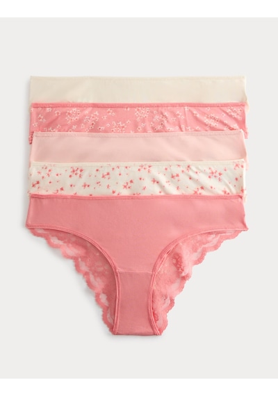 Marks & Spencer 5'li Dantel Detaylı Brazilian Külot Seti T61005184B Kırmızı