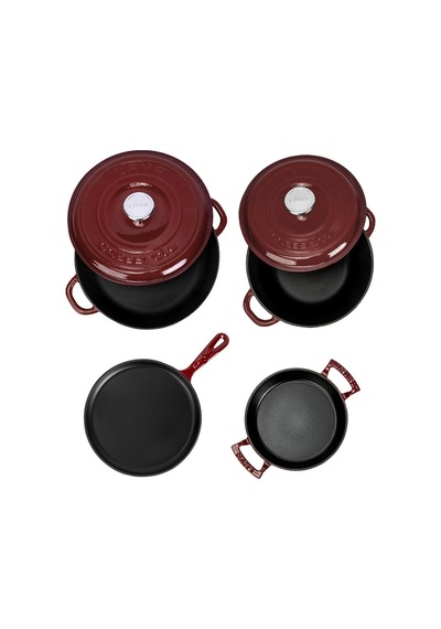 Lava Döküm Bordo 6 Parça Tencere & Tava & Sahan Seti Profesyonel Lezzet Evinde Bordo