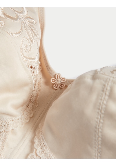 Marks & Spencer İşleme Detaylı Toparlayıcı Pamuklu Sütyen T33008020 Bej
