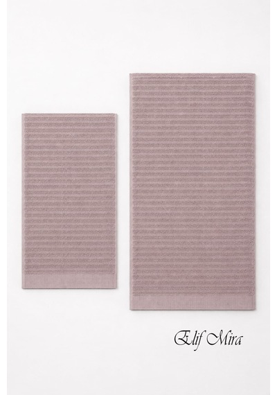 2 Parça Banyo Havlusu Seti Pamuklu Şeyma 70x140 + 50x85 Cm Mürdüm