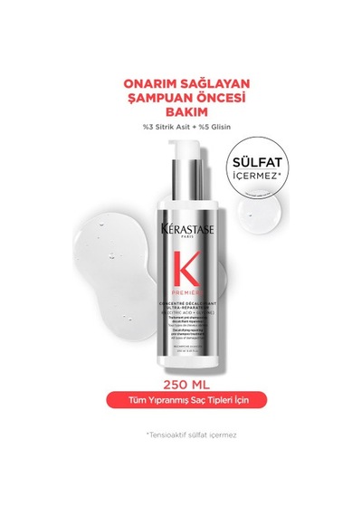 Premiere Concentré Décalcifiant Ultra-réparateur Onarım Sağlayan Şampuan Öncesi Bakım 250ml 250ml