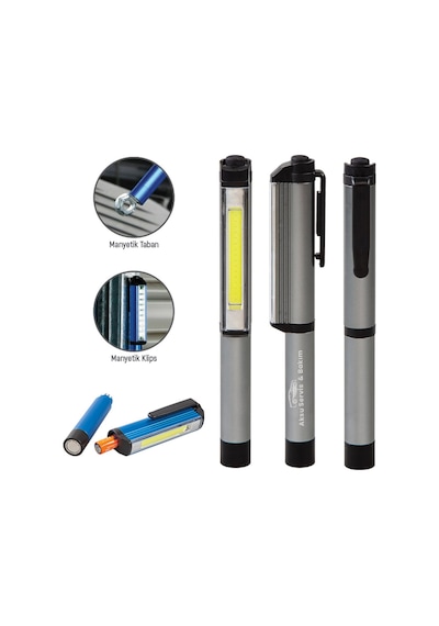 Firmalara Özel Logolu 5110 Füme Metal Penlight & El Feneri-5 Adet