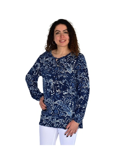 Kadın Yaprak Desen Baskılı Viscon Bluz Bgl-st04283 Lacıvert Kadın Yaprak Desen Baskılı Viscon Bluz Bgl-st04283 Lacıvert
