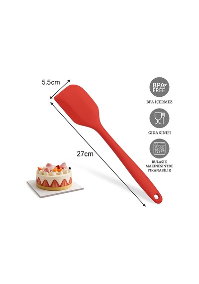 Büyük Boy Silikon Oval Spatula Silikon Kırmızı Diğer