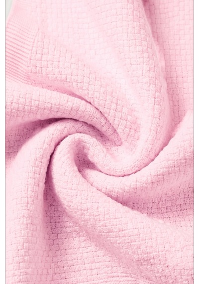Kız Ve Erkek Bebek Için Triko Örgü Bebek Battaniyesi 85cm X 85cm Minik Kareli Pembe Pembe