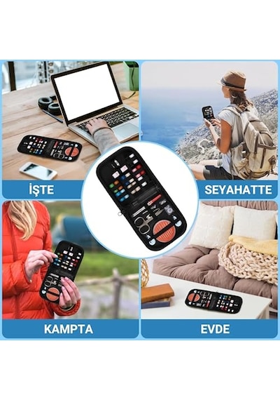 Dikiş Seti - Taşınabilir Mini Acil Durum Ve Seyehat Dikiş Kiti İplik, İğne, Makas, Mezura Dahil Seyahat Ve Ev Kullanımı İçin Kadın & Erkek Seti Set-3