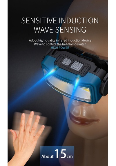 Janva Gerçek Profosyonel Hareket Sensörlü Şarjlı Led Işık Kamp Kafa Tepe Lambası Kırmızı Flaşörlü Siyah - Krem