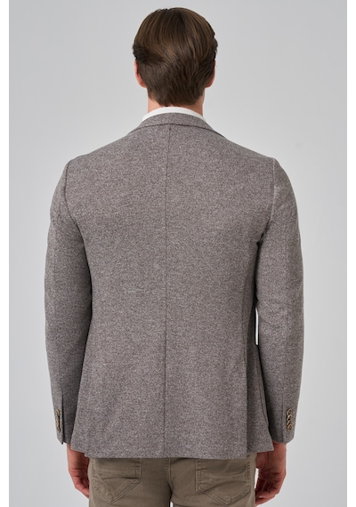 Morven Erkek Kahve Örme Trend Desenli Slim Fit Mono Yaka Ceket 26ms002006400 Kahve