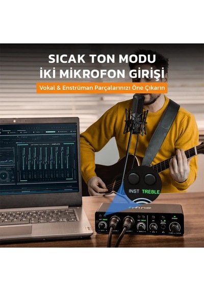 Fifine Ampli 3 Usb Stüdyo Ses Kartı 2 Giriş 2 Çıkış 24bit/192khz Windows/mac/ıos/android