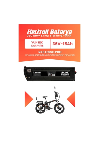 Rks Lesso Pro Uyumlu Batarya Yüksek Kapasite 36v 15ah Güçlendirilmiş Elektrikli Bisiklet Bataryası Siyah