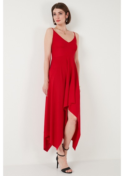 Lela Asimetrik Kesim Regular Fit Midi Boy Askılı V Yaka Bayan Elbise 5866131 Kırmızı Lela Asimetrik Kesim Regular Fit Midi Boy Askılı V Yaka Bayan Elbise 5866131 Kırmızı