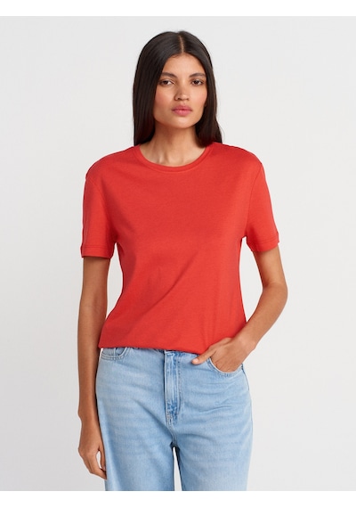 Dilvin 31791 Bisiklet Yaka Modal T-shirt-kırmızı Kırmızı