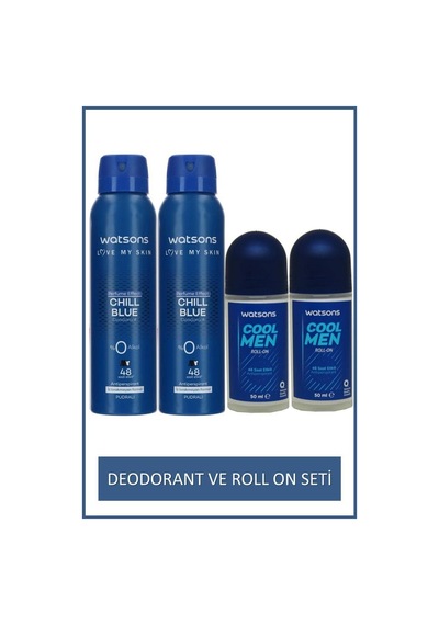 Watsons Cool Men 48 Saat Etkili Roll-on 50 Ml 2x Ve Chill Blue Erkek Deodorant 150 Ml X2