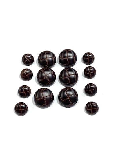 Kahverengi Deri Görünümlü İtalyan / Trençkot Ceket Takım Düğme / 2,5 Cm / 1,7 Cm
