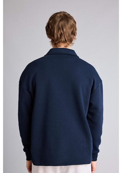 Defacto Boxy Fıt Polo Yaka Sweatshirt H5225ax26spnv253 Lacivert-nv253