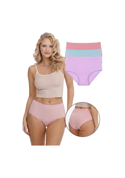 Sensu Kadın Fitilli Yüksek Bel 3'lü Külot Set Pembe