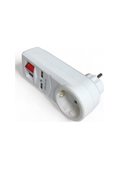 Tek-iş 2 X Usb Çıkışlı Topraklı Fiş Priz Anahtarlı Golyat Fiş, 2.1a Şarj 0