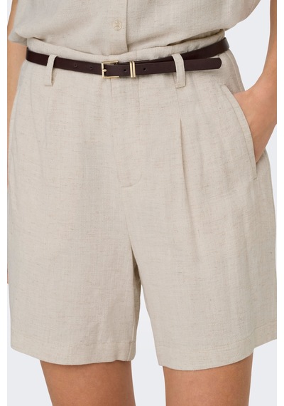 Only Onlsiesta Keten Karışımlı Regular Fit Kemer Detaylı Short Bayan Short 15367413 Taş
