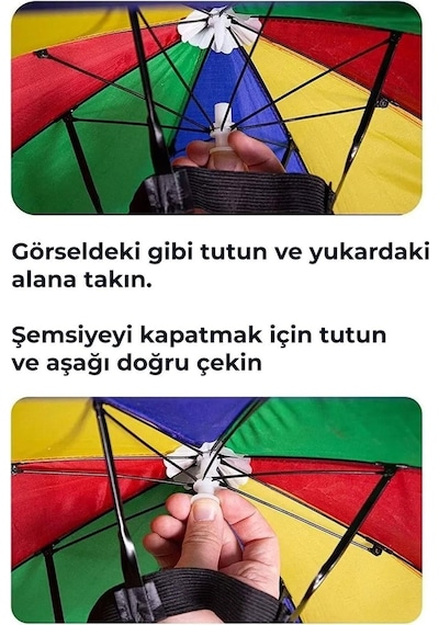 Eleven Markets Kafaya Takılan Şapka Şemsiye Gölgelik Plaj Yazlık Kafa Şemsiyesi- Pembe Pembe