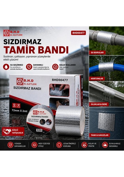 12 Adet 72mmx2mt Su Sızdırmaz Sakız Tamir Bantı 5468