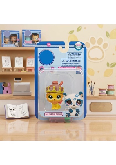 3 Parça Minişler Pet Shop Işıklı Toplu Kutulu Tekli Oyuncak Figürü - Pipetli Kral Taçlı Aslan