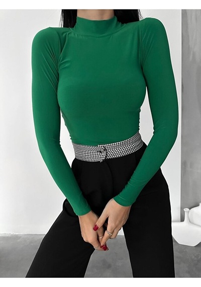 Modazeyosh Balıkçı Yaka Sandy Bluz Yeşil