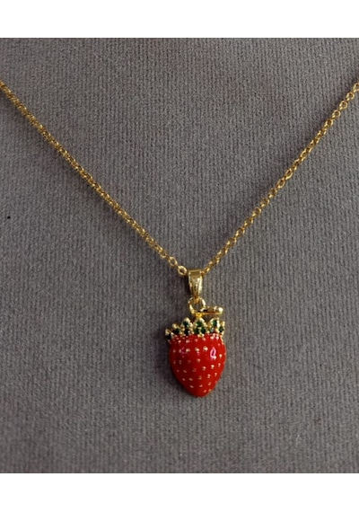 Beren Aksesuar Stainless Steel Çilek Çelik Kolye Gold
