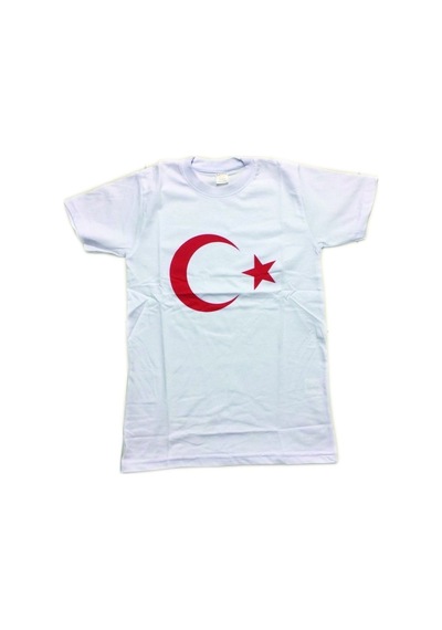 Salar Ticaret Salarticaret Çocuk Beyaz Bayrak Tişört Unisex Pamuklu Ürün Beyaz