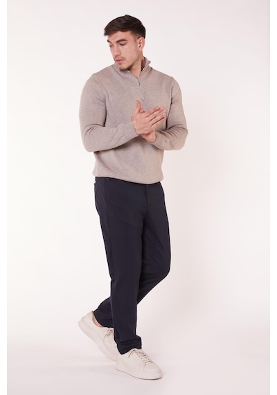 Braccas Erkek Yandan Cepli Beli Yarım Lastikli Slim Fit Chino Lacivert Pantolon Lacivert