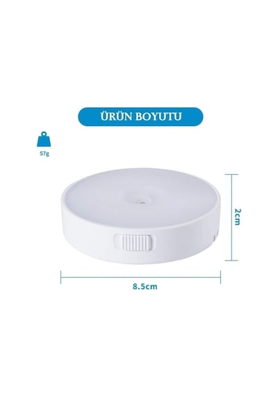 L02 2 Renkli Usb Şarjlı Mıknatıslı Hareket Sensörlü Gece Lambası, Koridor, Dolap İçi Aydınlatma Diğer
