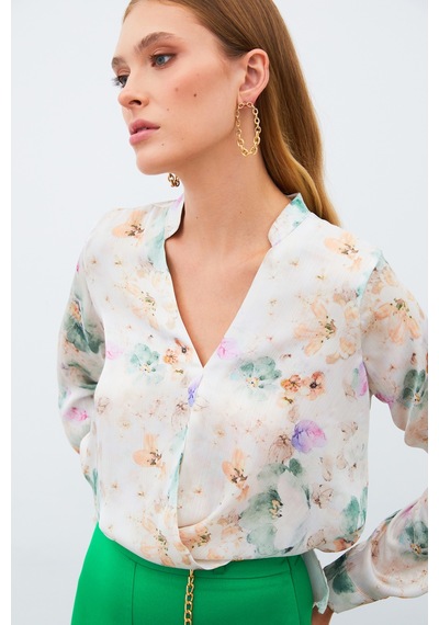 Sateen Desenli Kruvaze Bluz - Çağla Yeşili-135214 Çağla Yeşili Sateen Desenli Kruvaze Bluz - Çağla Yeşili-135214 Çağla Yeşili