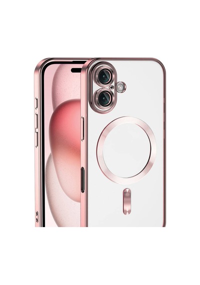 Apple iPhone Uyumlu,17 Kross Magneticsafe Kapak - Rose Düz Renkli
