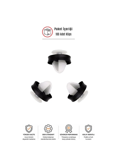 Peugeot Partner 207 208 307 308 3008 508 5008 Tepee Uyumlu Kapı Döşeme Klipsi 100 Adet