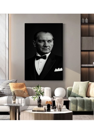 Papyon Atatürk Kanvas Tablo Ev Duvar Salon Ofis Dükkan Hediyelik Dekarasyon Süsü