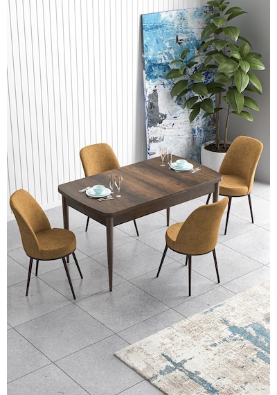 Canisa Han Serisi, Barok Ahşap Desen 70x114 Açılabilir Mdf Yemek Masası Takımı, 4 Cappucino Sandalye Masa Barok Sandalyeler Cappuccıno Canisa Han Serisi, Barok Ahşap Desen 70x114 Açılabilir Mdf Yemek Masası Takımı, 4 Cappucino Sandalye Masa Barok Sandalyeler Cappuccıno