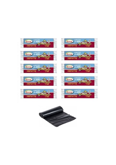 Ögem J-400 Jumbo Boy Çöp Poşeti 80x110Cm 90Lt 10'lu Rulo 10 Paket
