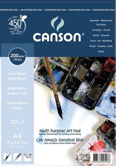 Canson Fınface 1557 Resim Blokları Çok Amaçlı 200 Gr A4 20 Yp Üstten Spriralli