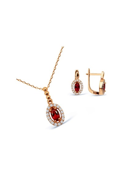 Argentum Concept - Zirkon Taşlı Rose Gümüş Set (219325391)