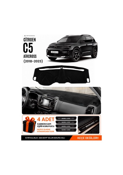 Cıtroen C5 Aircross 2018-2026 Uyumlu Torpido Örtüsü, Torpido Kılıfı - Siyah